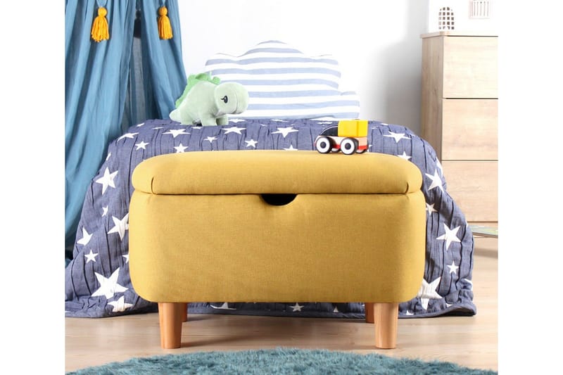 Anaro Puf 61 cm Rektangulært - Gul - Møbler - Stole & lænestole - Taburet & skammel - Ottoman - Ottoman & siddepuf med opbevaring