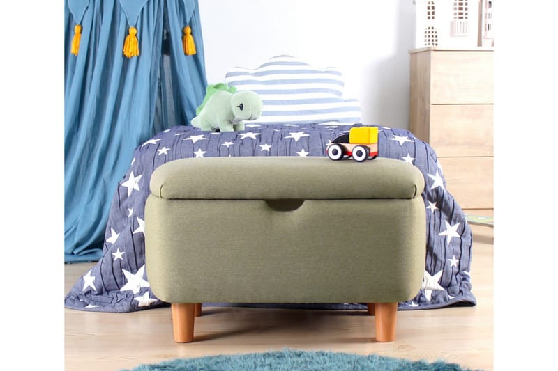 Anaro Puf 61 cm Rektangulært - Grøn - Møbler - Stole & lænestole - Taburet & skammel - Ottoman - Ottoman & siddepuf med opbevaring