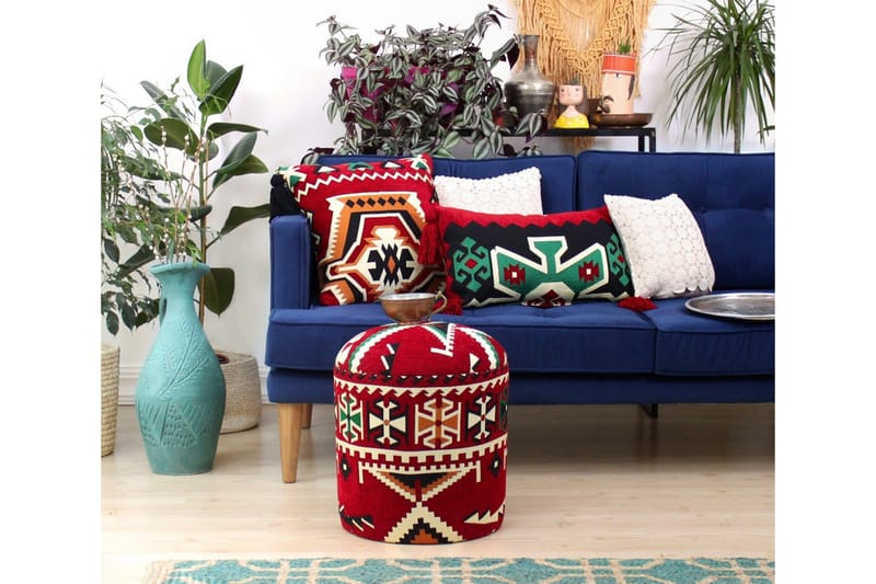 Amsterdam Siddepuf 40 cm - Rød/Sort - Møbler - Stole & lænestole - Taburet & skammel - Ottoman