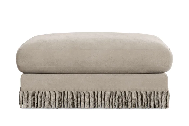 Arken Lyx Rektangulær Fodskammel i fløjl, Beige