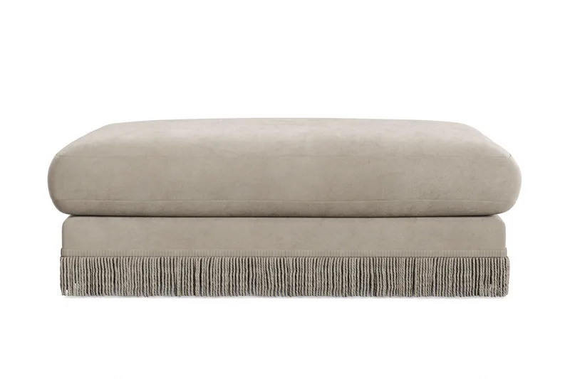 Arken Lyx Rektangulær Fodskammel i fløjl, Beige