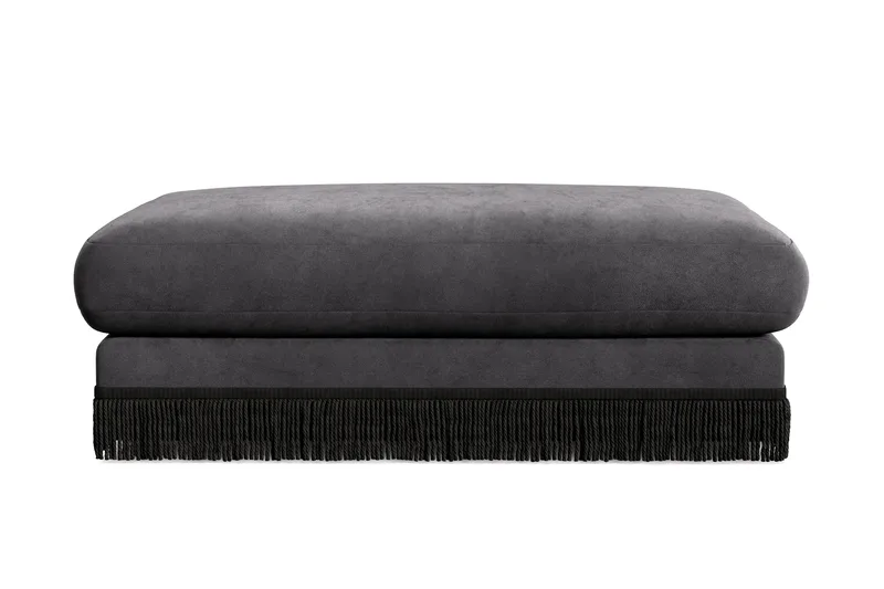 Arken Lyx Rektangulær Fodskammel i fløjl, Mørkegrå
