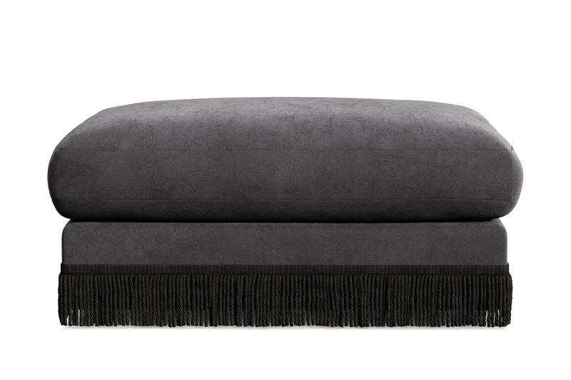Arken Lyx Rektangulær Fodskammel i fløjl, Mørkegrå