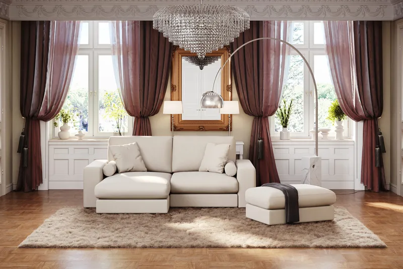 Arken Lyx Rektangulær Fodskammel i stof - Lys beige - Møbler - Stole & lænestole - Taburet & skammel - Puf