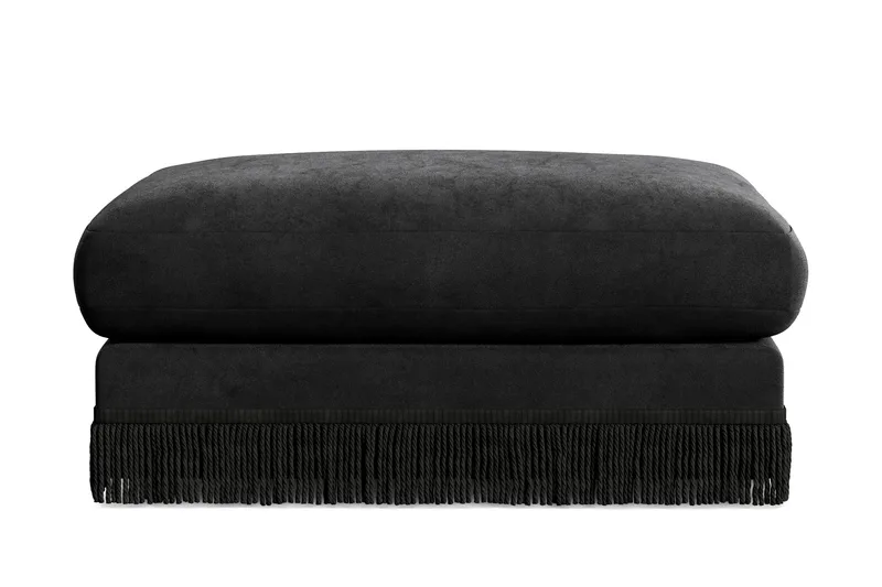 Arken Lyx rektangulær fodskammel i velour, Sort