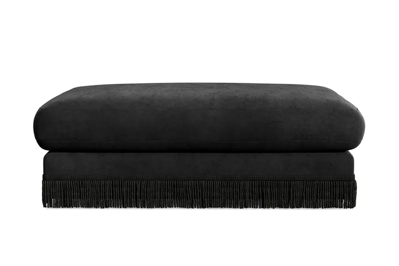 Arken Lyx rektangulær fodskammel i velour, Sort