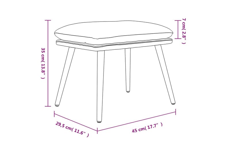 beBasic fodskammel 45x29,5x39 cm stof cremefarvet - Creme - Puf