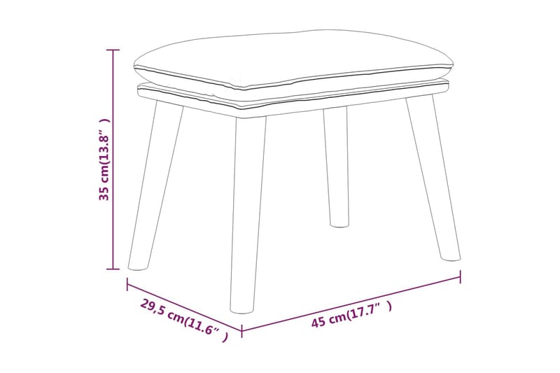 beBasic fodskammel 45x29,5x39 cm stof lysegrå - GrÃ¥ - Puf