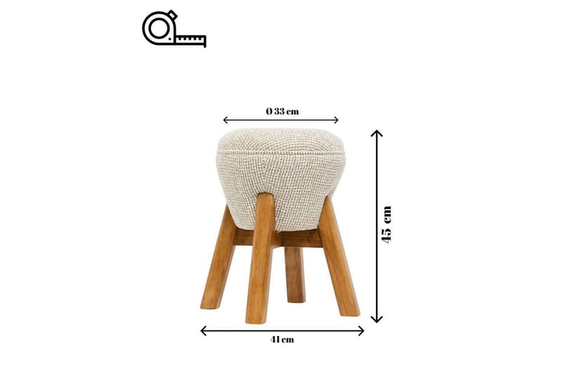 Brenric Howard fotpall 38 cm - Creme/Valnød - Møbler - Stole & lænestole - Taburet & skammel - Puf