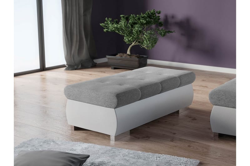 Cerys Fodskammel 120 cm - Hvid / Grå - Møbler - Stole & lænestole - Taburet & skammel - Puf