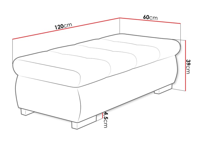 Cerys Fodskammel 120 cm - Orange - Møbler - Stole & lænestole - Taburet & skammel - Puf