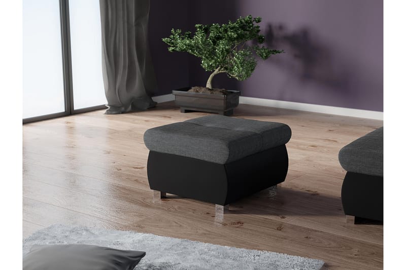 Cerys Fodskammel 60 cm - Mørk grå/Sort - Møbler - Stole & lænestole - Taburet & skammel - Puf