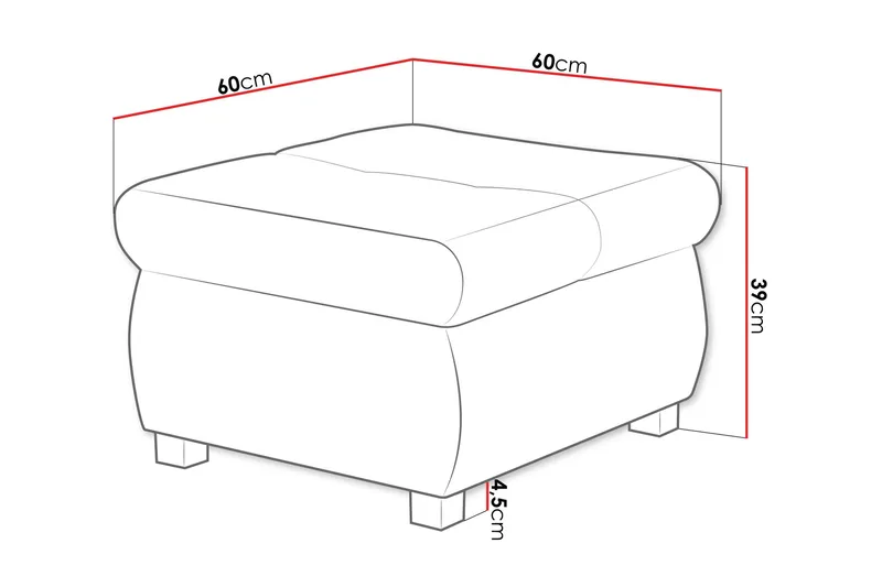 Cerys Fodskammel 60 cm - Sort/Lys grå - Møbler - Stole & lænestole - Taburet & skammel - Puf