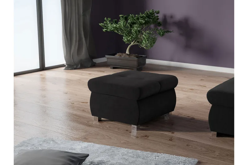 Cerys Fotpall 60 cm - Sort - Møbler - Stole & lænestole - Taburet & skammel - Puf