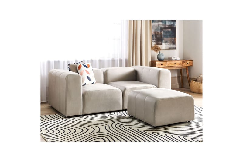 Fodskammel Falsterbo Beige, Fløjl - Beige, Fløjl - Møbler - Stole & lænestole - Taburet & skammel - Puf