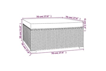fodskammel med hynde til haven 70x70x30 cm polyrattan brun - Brun - Møbler - Stole & lænestole - Taburet & skammel - Puf