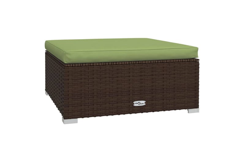 fodskammel med hynde til haven 70x70x30 cm polyrattan brun - Brun - Puf