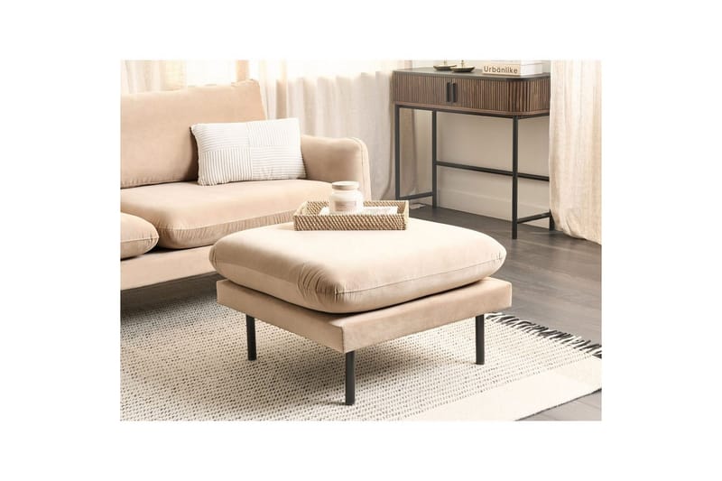 Fodskammel Vinterbro Beige/sort, Fløjl - Beige/sort, Fløjl - Møbler - Stole & lænestole - Taburet & skammel - Puf