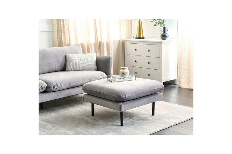 Fodskammel Vinterbro Grå/sort, Fløjl - Grå/sort, Fløjl - Møbler - Stole & lænestole - Taburet & skammel - Puf