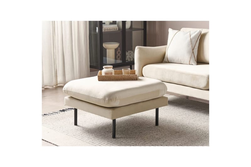 Fodskammel Vinterbro Lys beige/sort, Fløjl - Lys beige/sort, Fløjl - Møbler - Stole & lænestole - Taburet & skammel - Puf