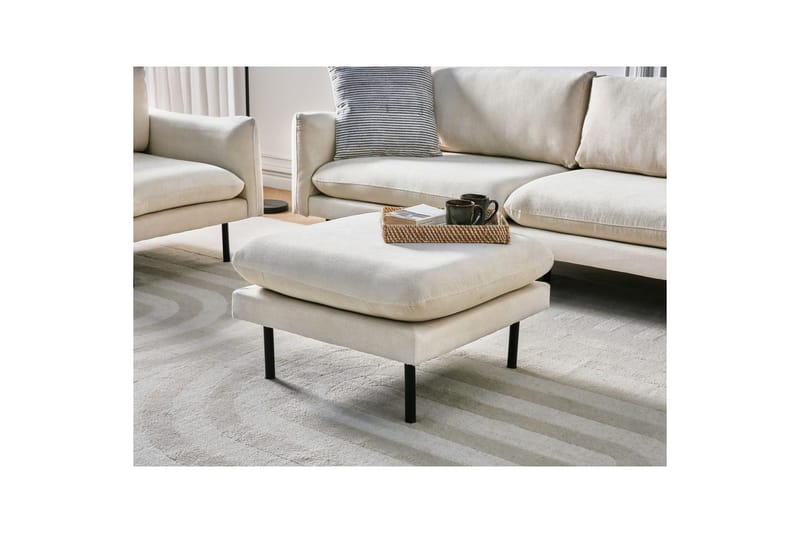 Fodskammel Vinterbro Lys beige/sort, Polyester - Lys beige/sort, Polyester - Møbler - Stole & lænestole - Taburet & skammel - Puf