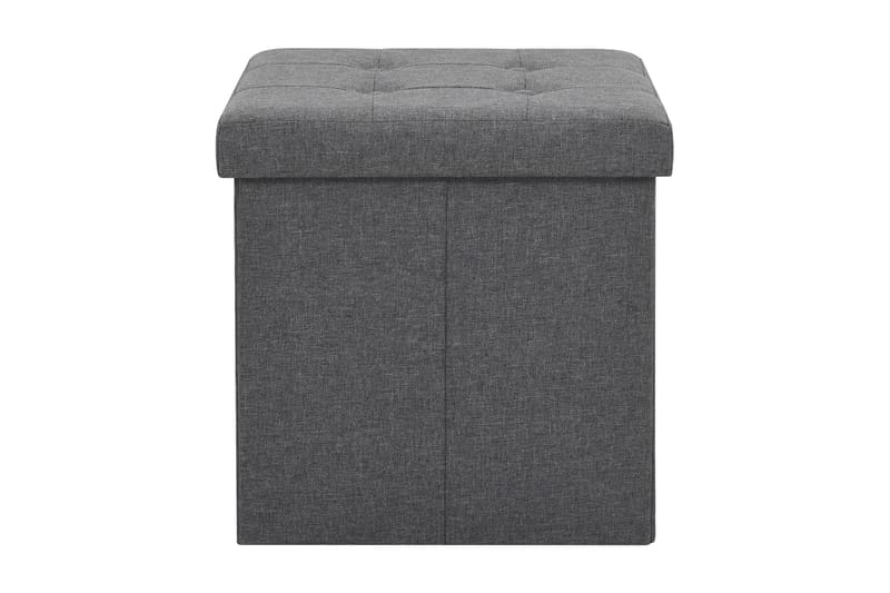 Foldbar Opbevaringsskammel Imiteret Linned 38X38X38 Cm - Grå - Møbler - Stole & lænestole - Taburet & skammel