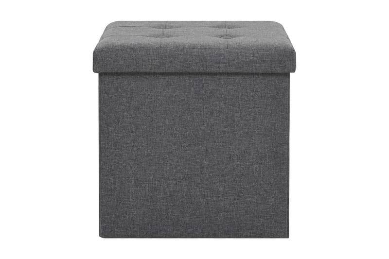 Foldbar Opbevaringsskammel Imiteret Linned 38X38X38 Cm - Grå - Møbler - Stole & lænestole - Taburet & skammel