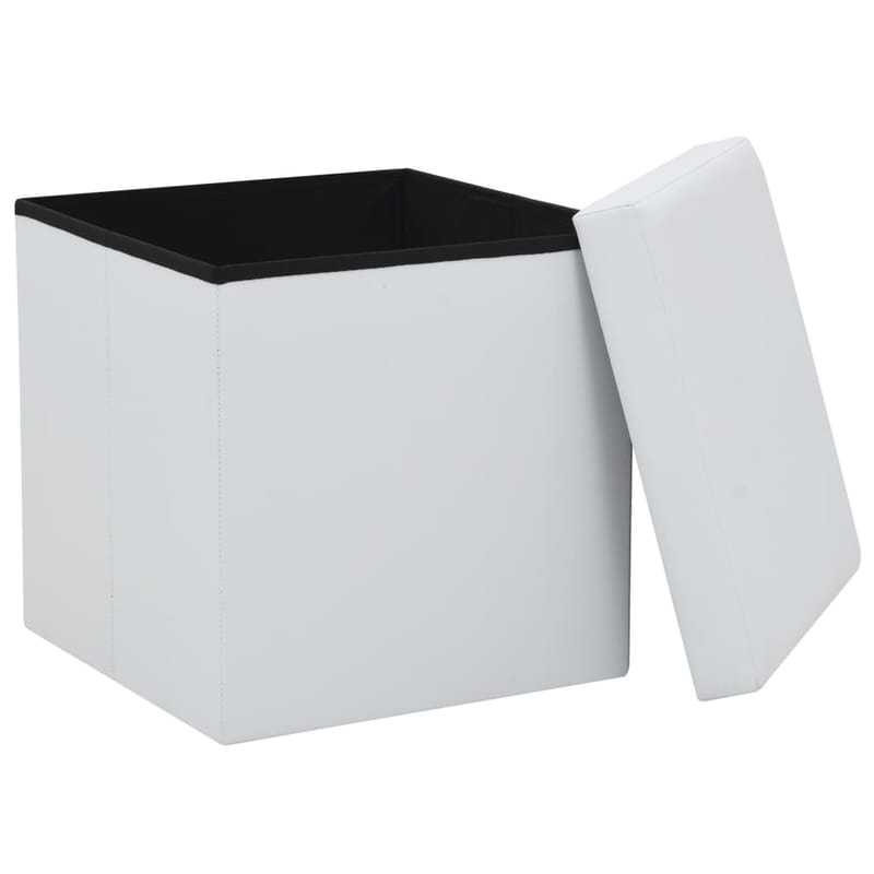 Foldbar Opbevaringsskammel Kunstlæder 38 X 38 X 38 Cm Hvid - Hvid - Taburet & skammel