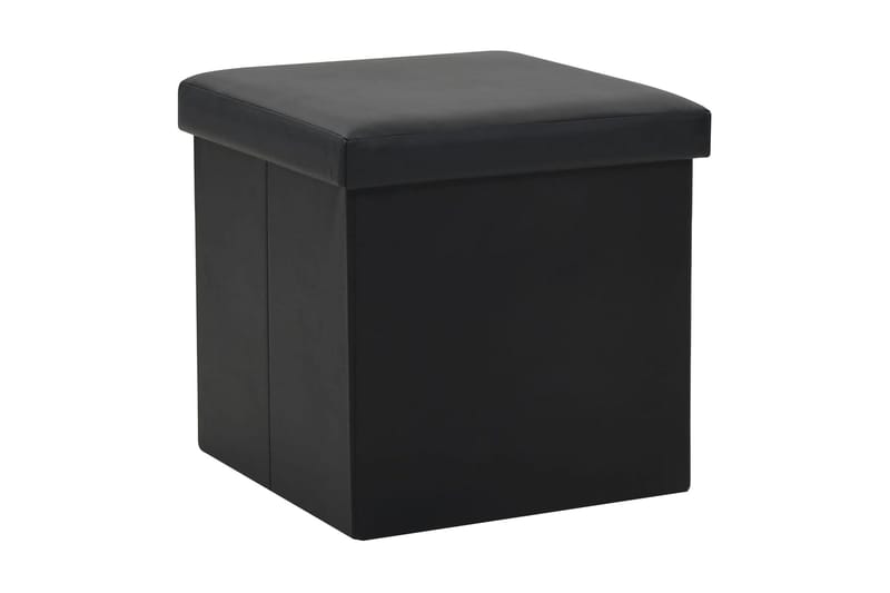Foldbar Opbevaringsskammel Kunstlæder 38 X 38 X 38 Cm Sort - Sort - Møbler - Stole & lænestole - Taburet & skammel