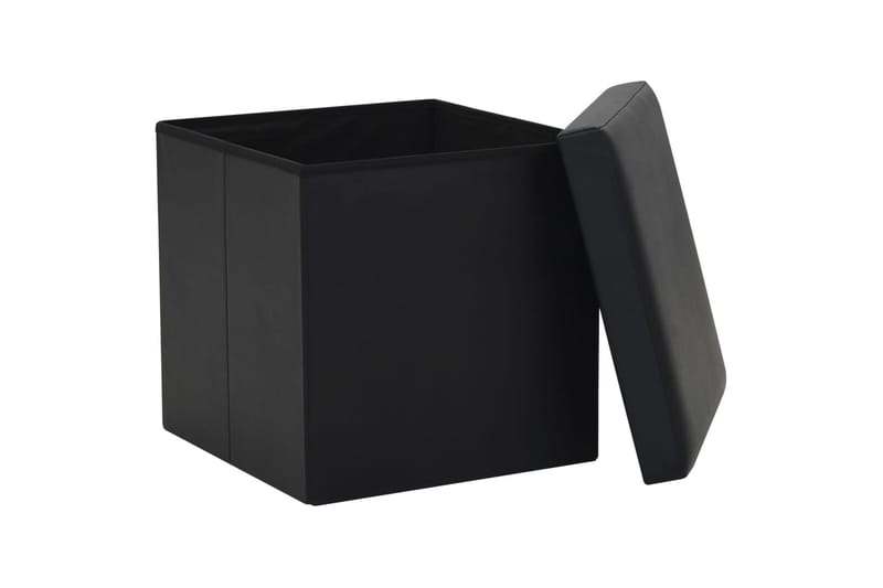 Foldbar Opbevaringsskammel Kunstlæder 38 X 38 X 38 Cm Sort - Sort - Møbler - Stole & lænestole - Taburet & skammel