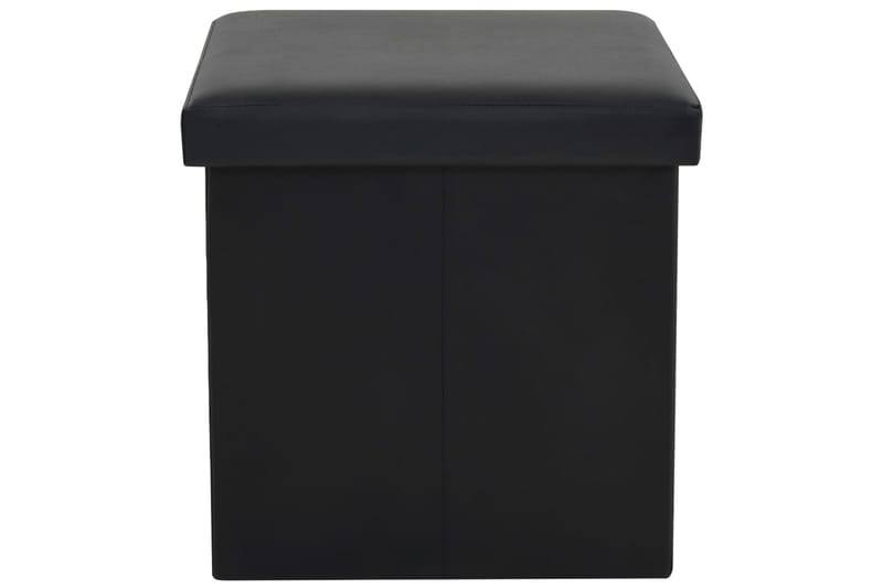 Foldbar Opbevaringsskammel Kunstlæder 38 X 38 X 38 Cm Sort - Sort - Taburet & skammel