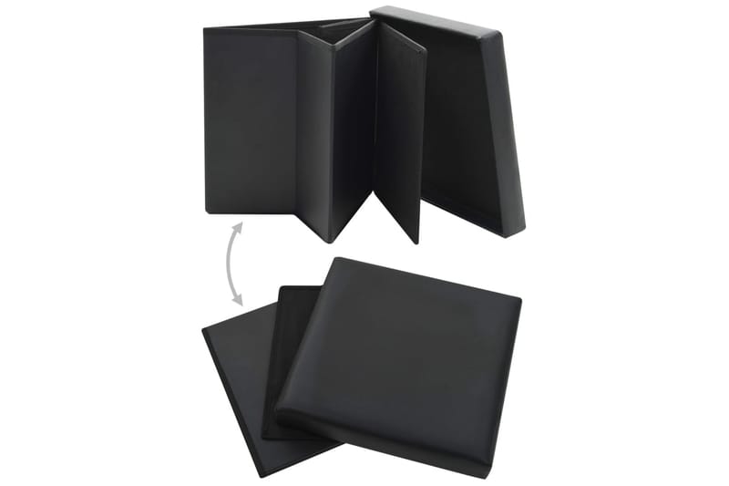 Foldbar Opbevaringsskammel Kunstlæder 38 X 38 X 38 Cm Sort - Sort - Taburet & skammel