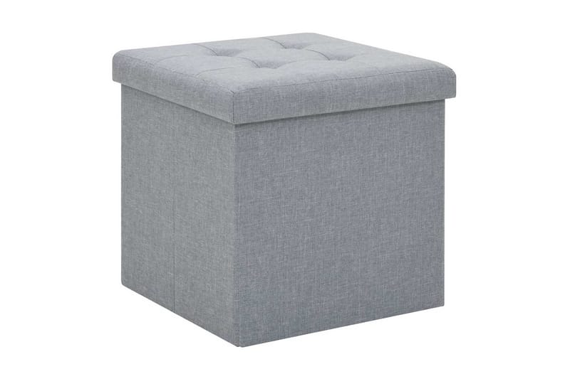 Foldbare Opbevaringsskamler, Imiteret Linned 38X38X38Cm - Grå - Møbler - Stole & lænestole - Taburet & skammel