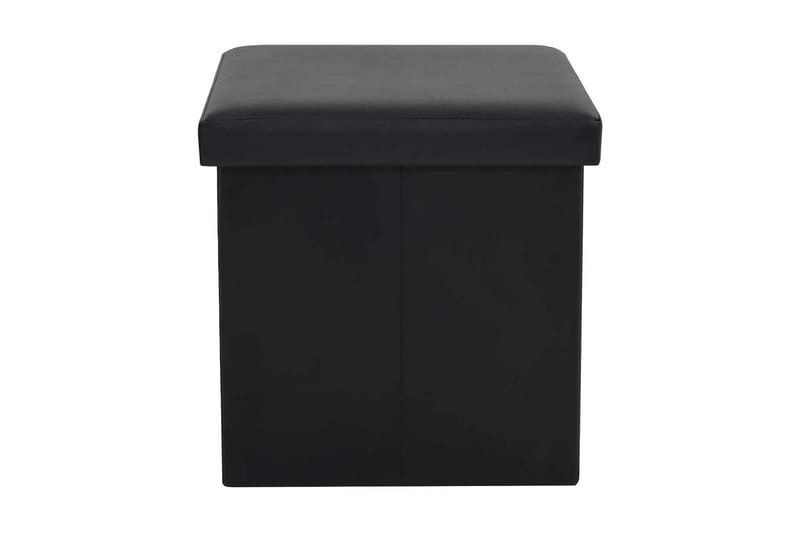 Foldbare Opbevaringsskamler 2Stk. Kunstlæder 38X38X38Cm Sort - Sort - Møbler - Stole & lænestole - Taburet & skammel