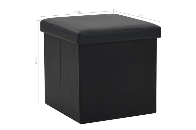 Foldbare Opbevaringsskamler 2Stk. Kunstlæder 38X38X38Cm Sort - Sort - Møbler - Stole & lænestole - Taburet & skammel