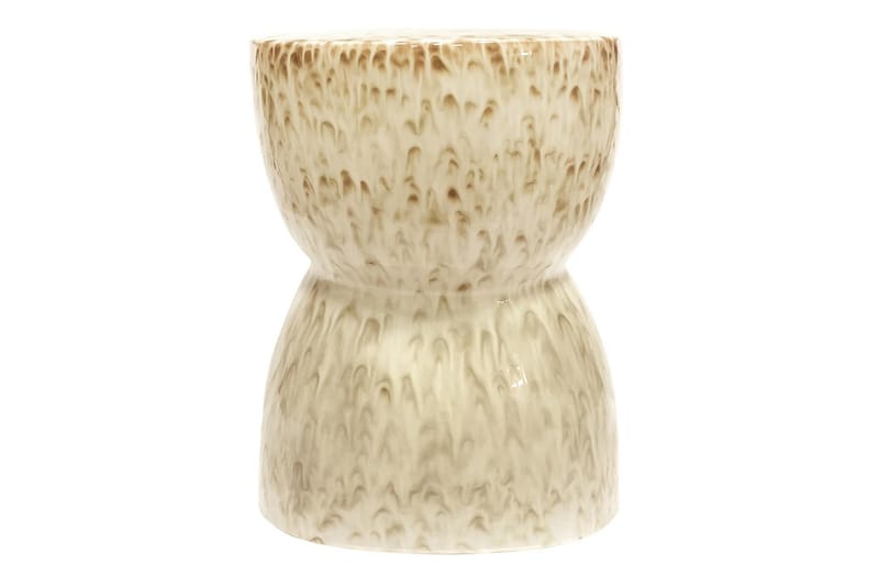 Glaseret Puf Runde - Keramik / Nougat - Taburet & skammel