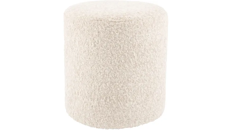 House Puff 35 cm Rund Teddy, Hvid