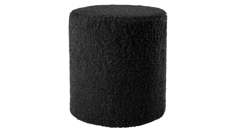 House Puff 40 cm Rund Teddy, Sort