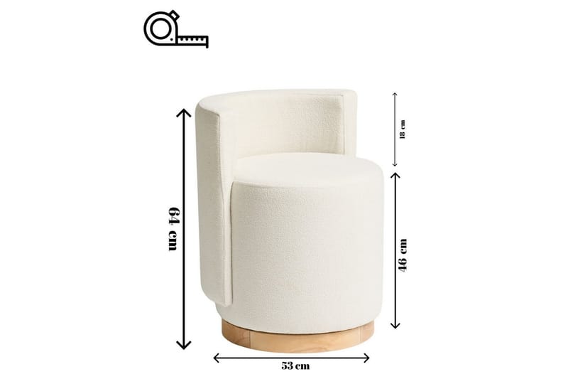 Kelran Fodskammel 45 cm - Creme - Møbler - Stole & lænestole - Taburet & skammel - Puf