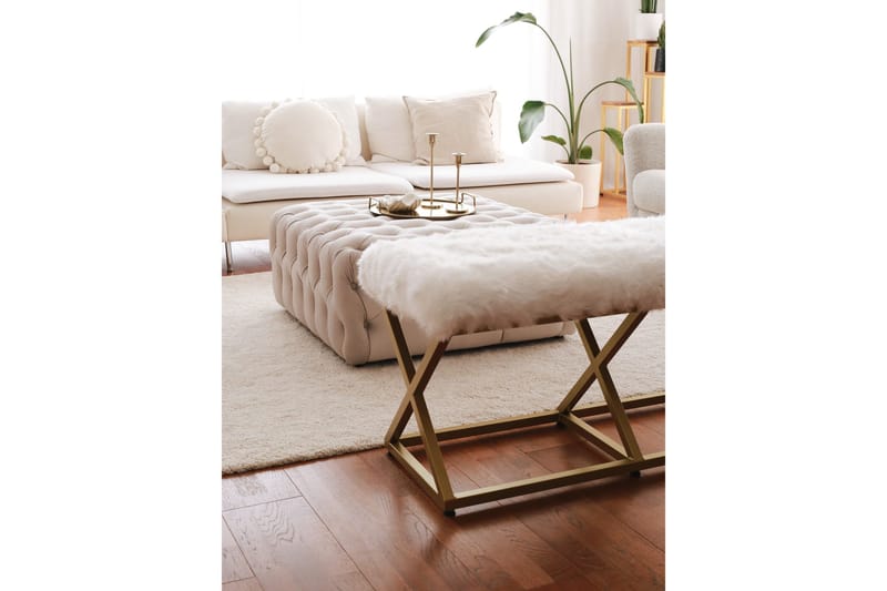 Murmu Skammel 100 cm - Guld/Hvid - Møbler - Stole & lænestole - Taburet & skammel - Puf - Opredelig puf
