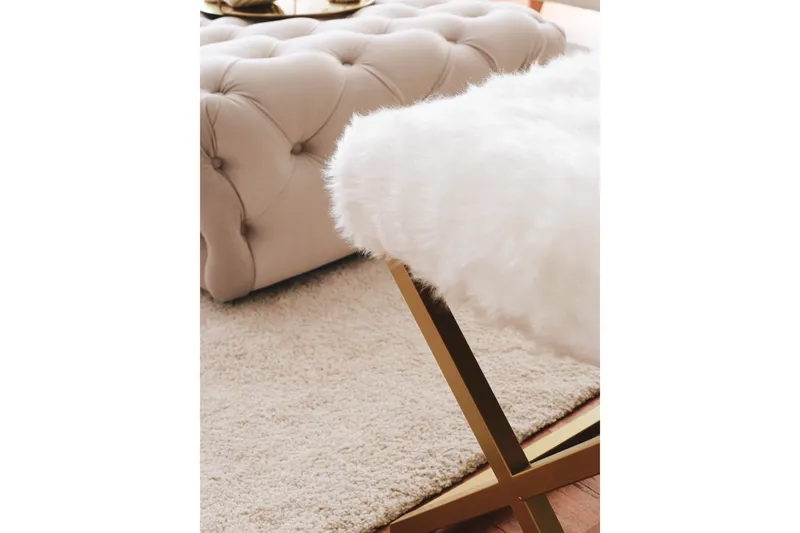 Murmu Skammel 100 cm - Guld/Hvid - Møbler - Stole & lænestole - Taburet & skammel - Puf - Opredelig puf