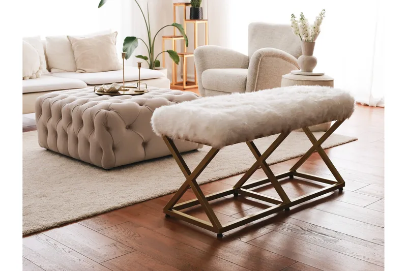 Murmu Skammel 100 cm, Guld/Hvid