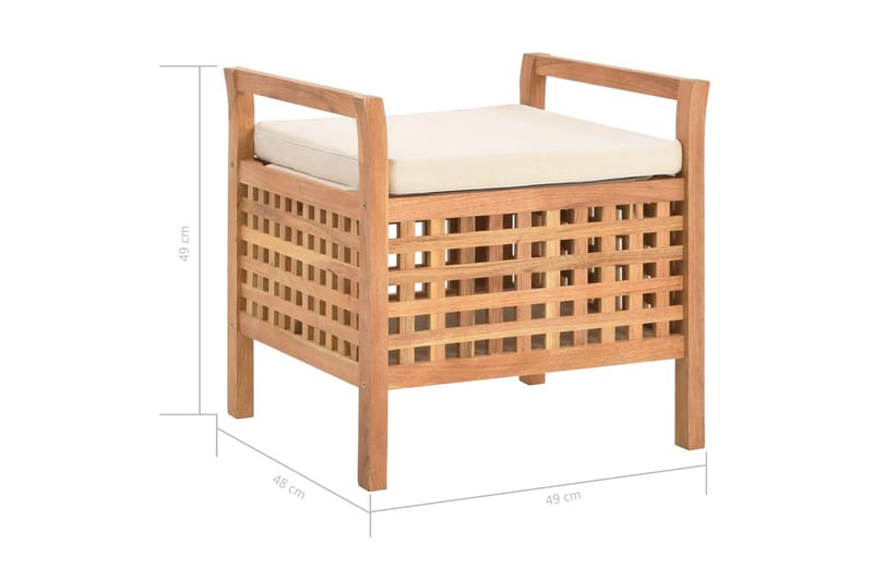 Opbevaringsbænk 49 X 48 X 49 Cm Massivt Valnøddetræ - Brun - Møbler - Stole & lænestole - Taburet & skammel