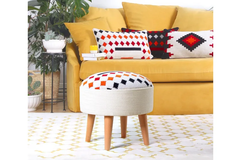 Opelousas Siddepuf 46 cm, Hvid