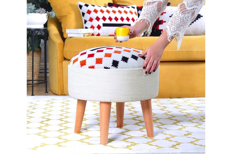 Opelousas Siddepuf 46 cm - Hvid - Møbler - Stole & lænestole - Taburet & skammel - Ottoman