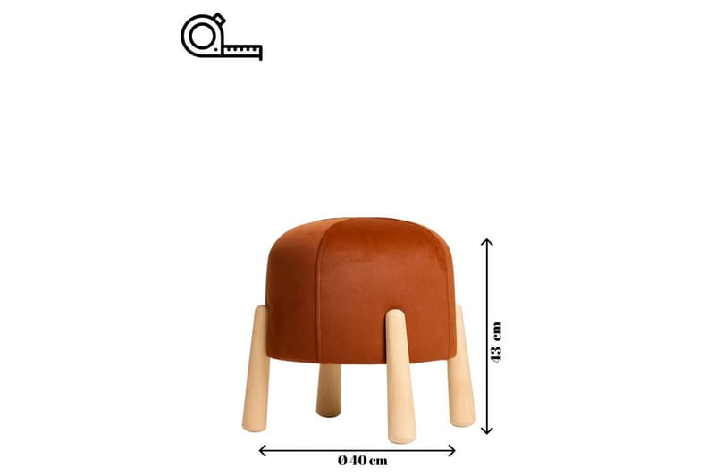 Orryn Fodskammel 40 cm - Orange/Natur - Møbler - Stole & lænestole - Taburet & skammel - Puf