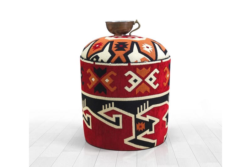 Amsterdam Siddepuf 40 cm - Rød/Hvid - Møbler - Stole & lænestole - Taburet & skammel - Ottoman