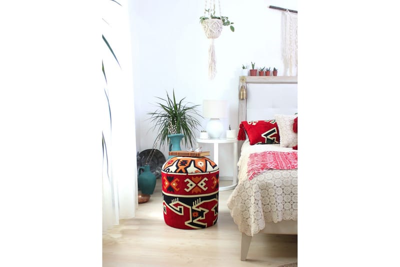 Amsterdam Siddepuf 40 cm - Rød/Hvid - Møbler - Stole & lænestole - Taburet & skammel - Ottoman