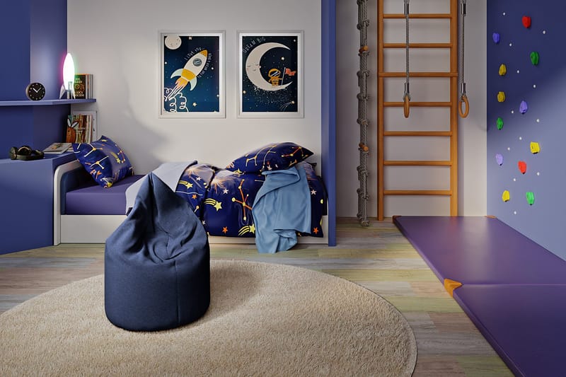 Asana Ottoman 70 cm, Marineblå