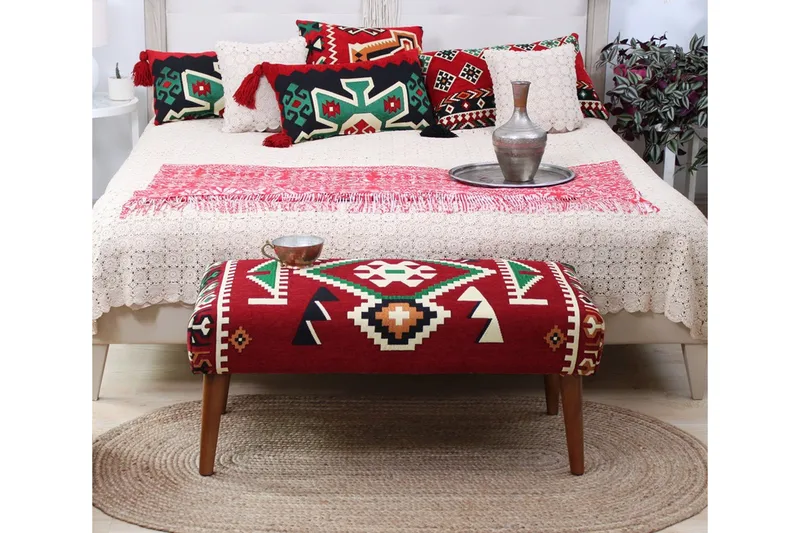 Crossett Siddepuf 91 cm - Rød/Hvid - Møbler - Stole & lænestole - Taburet & skammel - Ottoman